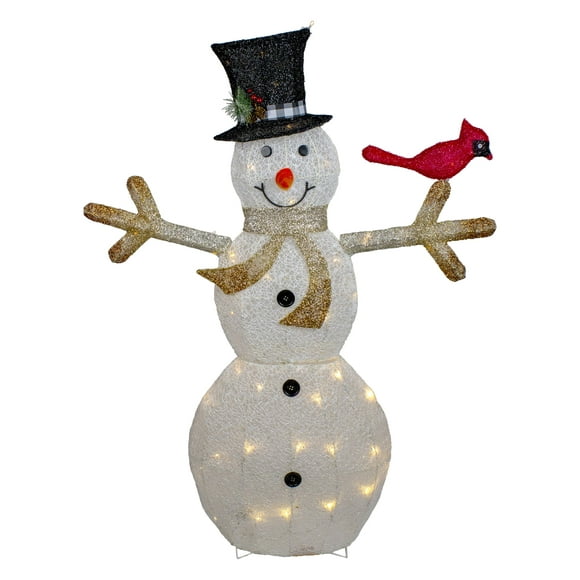Northlight 49" White and Black LED Lighted Snowman with Top Hat Christmas Outdoor Decoration