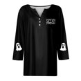 thumbnail image 4 of Garbnen Halloween Ghost Shirt Pumpkin Spider Web Print Womens Tops 3/4 Sleeve V Neck Holiday Fashion Cute Fall Clothes for Women Black XXL, 4 of 4