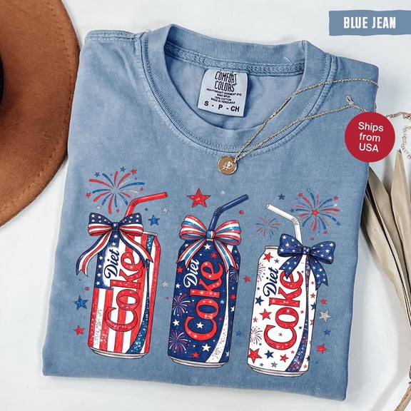Patriotic Diet Coke Shirt, 4th of July T-shirt, Sarcastic Soda Lover Tee, Diet Coke Fans Tee, Red White Blue Coke Tee
