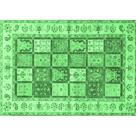 Ahgly Company Indoor Rectangle Persian Emerald Green Traditional Area Rugs, 4' x 6'