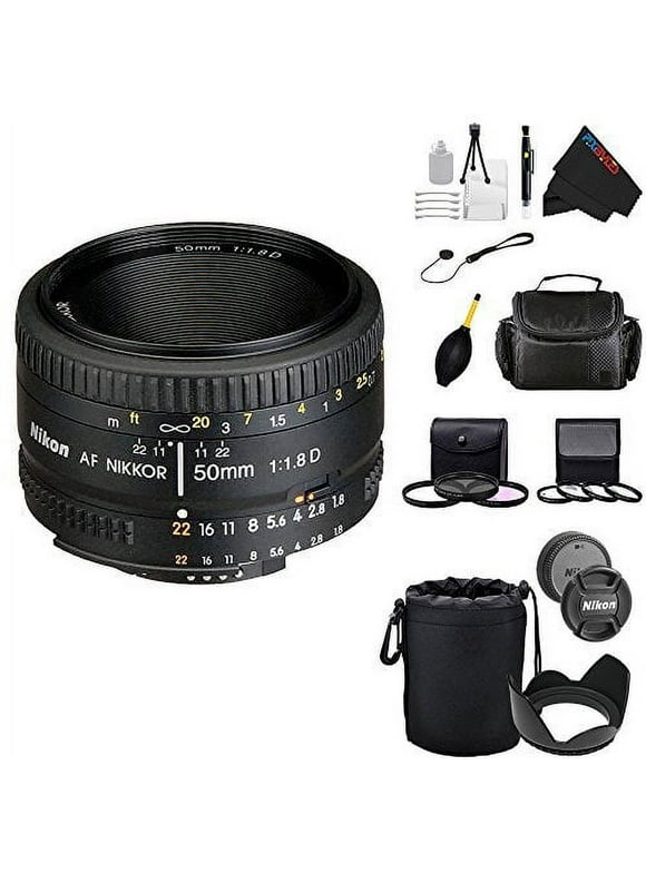 Nikon 50mm f/1.8D AF Lens for D3000, D3100, D3200, D4, D4S, D5000, D5100, D5200, D5300, D600, D610, D700, D7000, D7100, D800, D800E, D810, D90 DSLR Cameras + Pixi-Advanced Accessory Bundle
