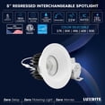 thumbnail image 7 of LUXRITE 5 In. LED Regressed Light with Round White Trim, 22W, 1800LM, 5CCT, 38 Beam, Dimmable, Twist-N-Lock, CRI90 ETL, 7 of 7