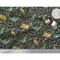 thumbnail image 3 of Soimoi Black Cotton Duck Fabric Dinosaur Leaves Printed Craft Fabric by the Yard 42 Inch Wide, 3 of 3