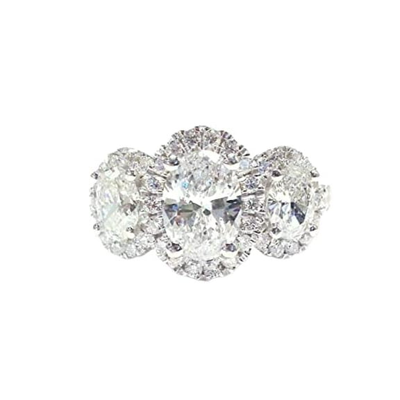 HeartsAndYou 5ct Oval Cut Moissanite Cocktail Ice Halo Engagement Ring for Women 18k White Gold over Silver