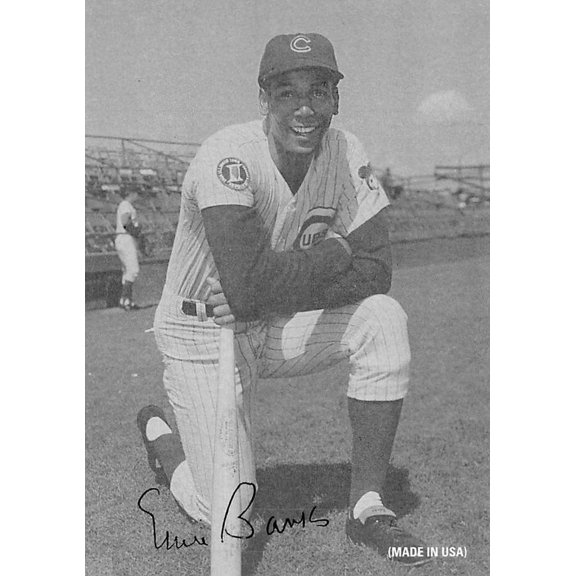 Collectible 2003 Donruss Leaf Sportscaster Ernie Banks #14 Chicago Cubs /63 Baseball Card Chicago Cubs MLB Baseball Trading Card