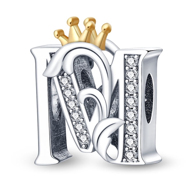 100 % 925 Encanto De Plata Esterlina pandora 26 Letras Con Barbas Corona Letra Colgante Adecuado Para Pulsera diy Moda Joyería Regalo Gao Jiahui unisex