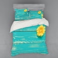 thumbnail image 2 of Ambesonne Vintage Bedding Set 3 Pcs, Wooden Spring Floral, Twin, Turquoise Yellow, 2 of 3