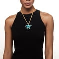 thumbnail image 2 of Ross-Simons Italian Turquoise Murano Glass Starfish Necklace With 18kt Gold Over Sterling, Women's, Adult, 2 of 7