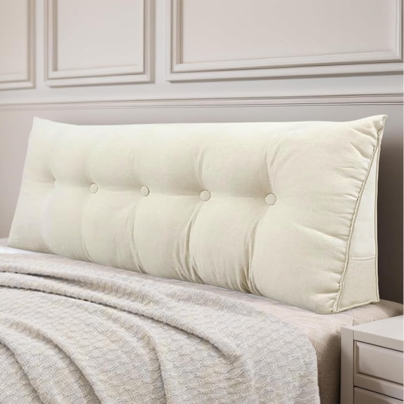 Headboard Pillow Queen, Large Triangular Wedge Headboard Pillow for Reading and Resting, Backrest Positioning Support Pillow with Removable Cover (Beige)
