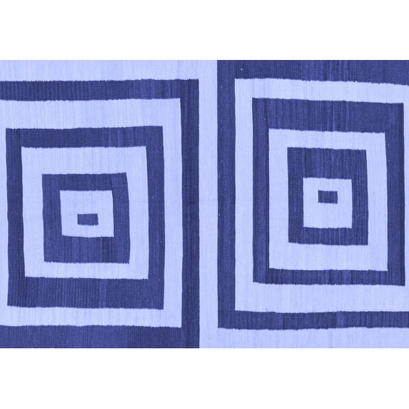 Ahgly Company Machine Washable Indoor Rectangle Oriental Blue Modern Area Rugs, 6' x 9'