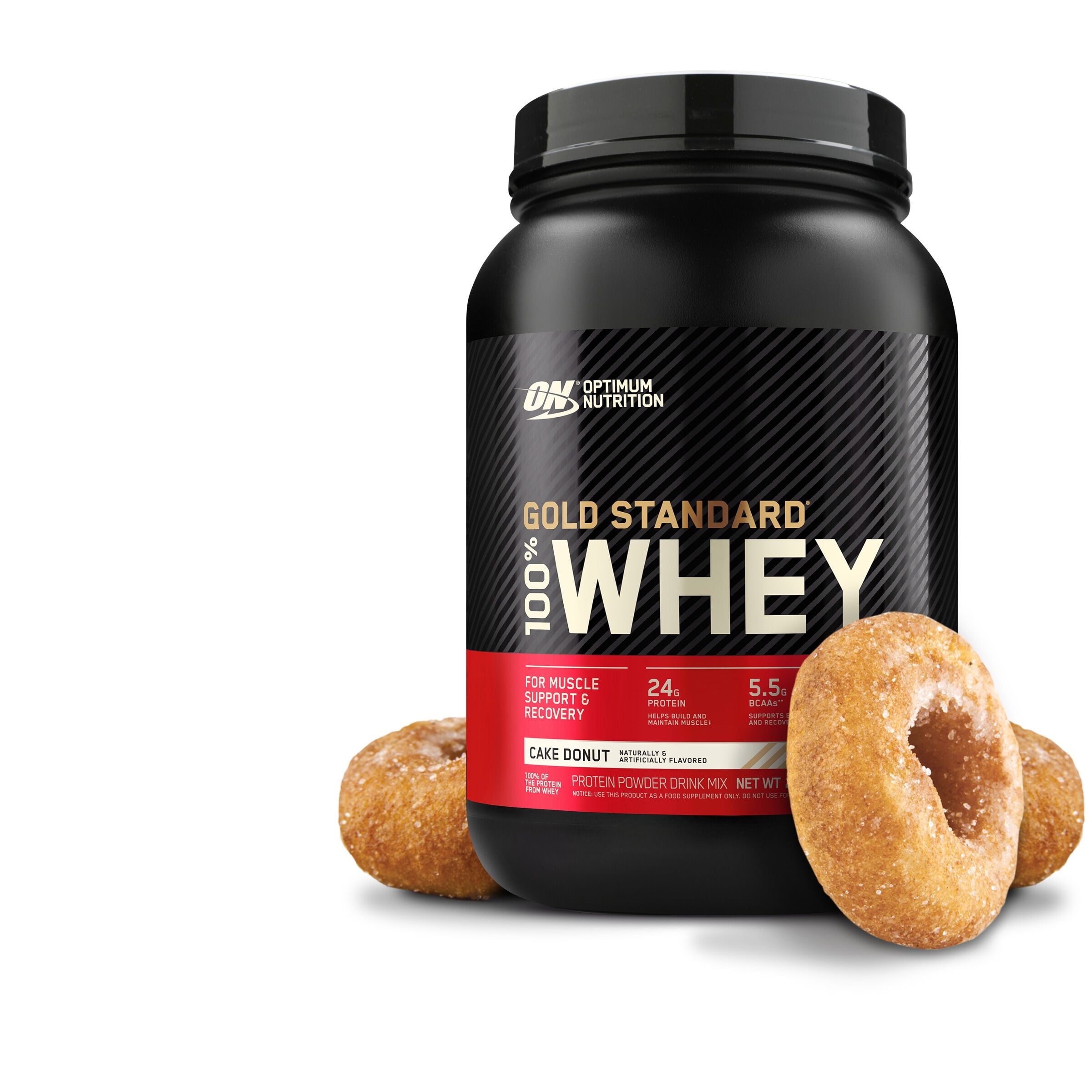 Optimum Nutrition Gold Standard 100 Whey Protein Powder, Cake Donut, 24g Protein, 2 Lb