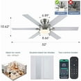 thumbnail image 5 of YIOSI 52" Sand Nickel Ceiling Fan with LED Lights, Remote/App Control, Quiet DC Motor, Stylish Design, 5 of 6