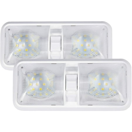 

12V Led Interior Lighting Camper Van Ceiling Light 12V 6W Led Natural White Light Dual Lights With Switch For Motorhome Caravan Boat 2 Pack