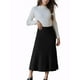 thumbnail image 2 of Falda de punto acanalado A-Line de Seta T para mujeres, con cintura alta elástica y falda midi XL negra, 2 of 6