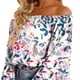 thumbnail image 2 of Blusa con volantes de manga larga acampanada informal con hombros descubiertos para mujer Camisa holgada y elegante con volantes, 2 of 6