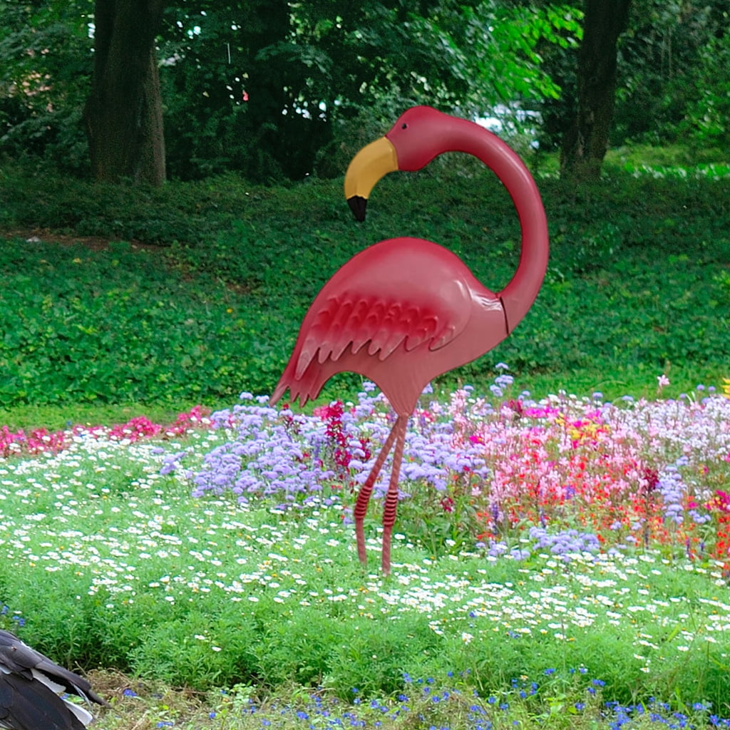 SDFGTstore Elegant Iron Flamingo Sculpture Statue For Outdoor Garden Yard Art Decoration