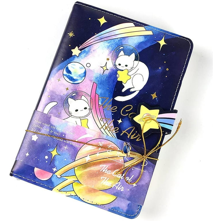 CLARA Cute Cat Notebook Japanese Sketchbook PU Leather Cover Diary Travel  Notebook (04714light pink) 