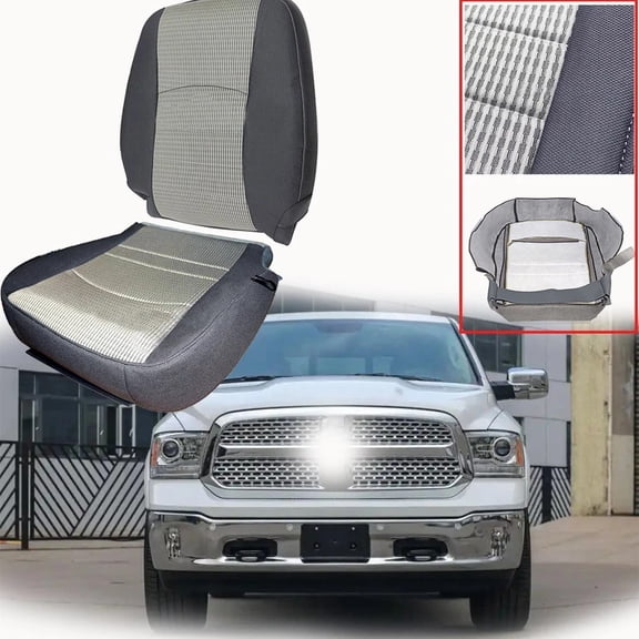 For 2009-2012 Dodge Ram 1500 2500 3500 Driver Bottom & Top Cloth Seat Cover Gray