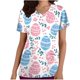 thumbnail image 3 of TaTaai Women Fashion Casual Loose Easter Printed Pocket Short Sleeve V-Neck Nursing Uniform Top Gift, 3 of 5