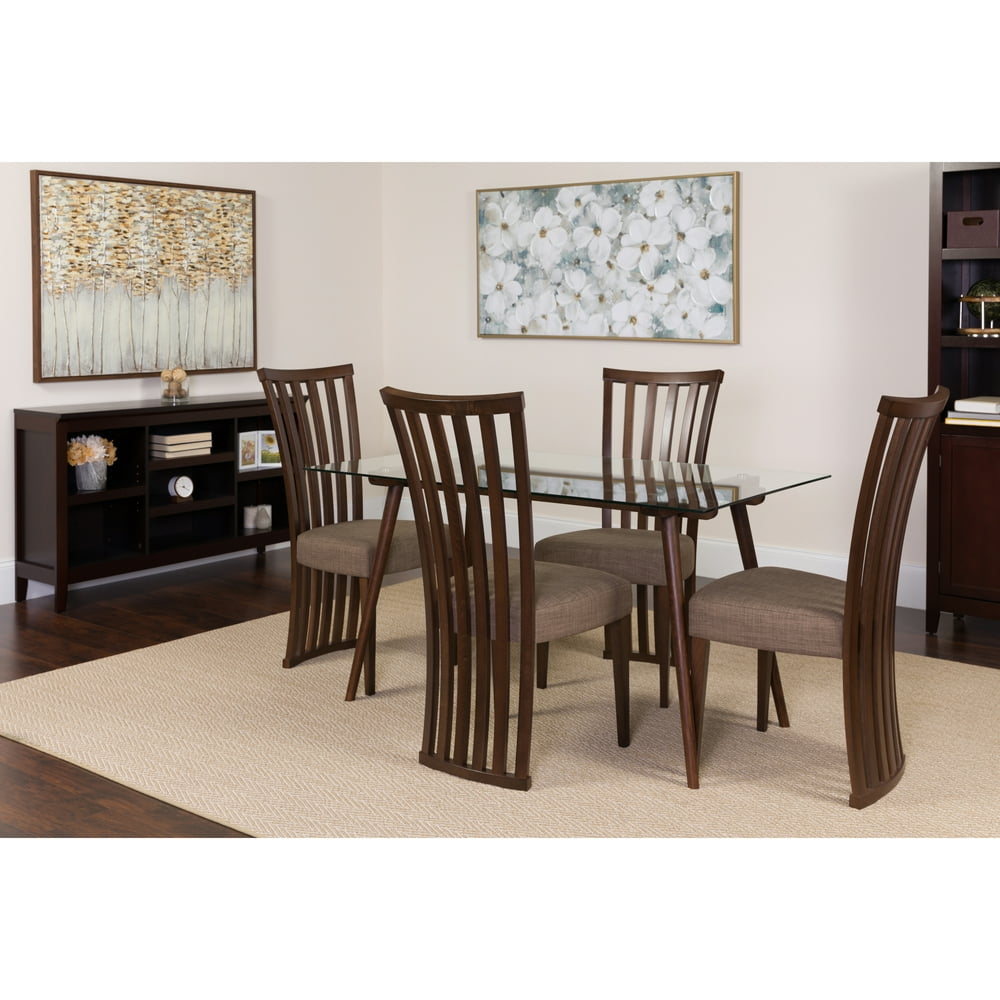Flash Furniture Lakewood 5 Piece Espresso Wood Dining Table Set with