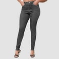 thumbnail image 2 of Qulqfy Petite Women's 2025 Gray Stretchy Skinny High Waisted Denim Casual Jeans Scrubs for Women Pants S, 2 of 6