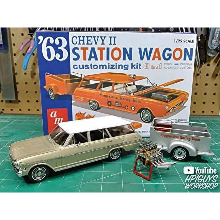 AMT 1963 Chevrolet II Station Wagon Model Kit with Trailer