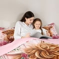 thumbnail image 5 of Feelyou Rustic Highland Bull Queen Comforter Set, Romantic Pink Rose Bedding Set, 3pcs, 5 of 8