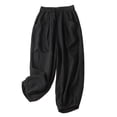 thumbnail image 2 of Conairie Linen Pants Women Straight Leg High Waisted Casual Harem Pants With Drawstring Vacation Palazzo Trousers Outfits With Pockets Black L, 2 of 3