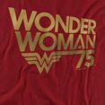 thumbnail image 2 of Wonder Woman Wonder Woman 75Th Anniversary Gold Logo Women's T Shirt, Cardinal, X-Large, 2 of 6