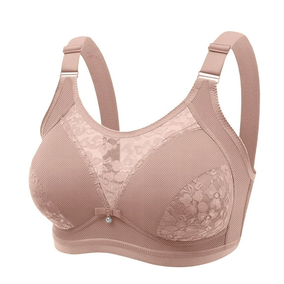 AHTJRT Lace Bras for Women Fashion Plus Size See Through Wireless Comfy Bralettes with Adjustable Straps Seamless Fixed Padded Sheer Bras Khaki XL