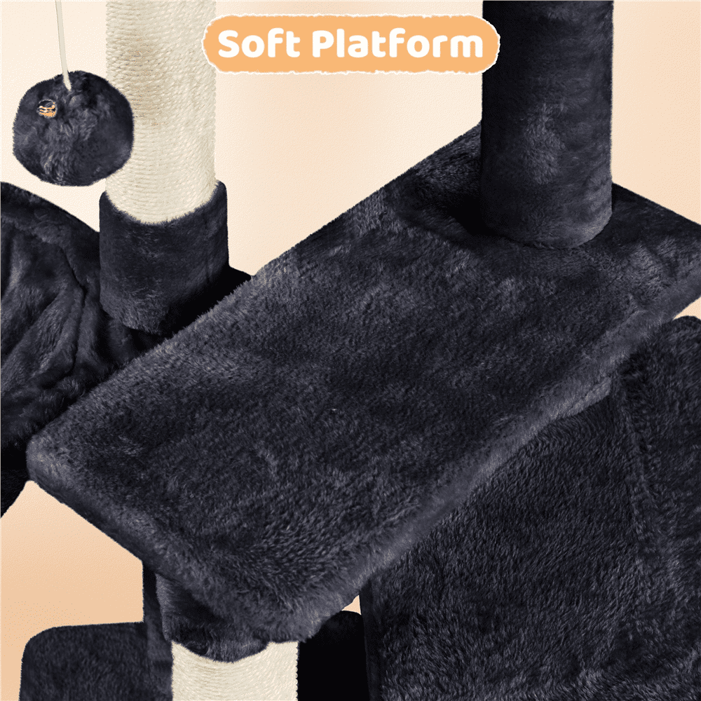 Yaheetech 34" Height Plush Cover Cat Tree with Condo and Sisal Ropes Posts, Black