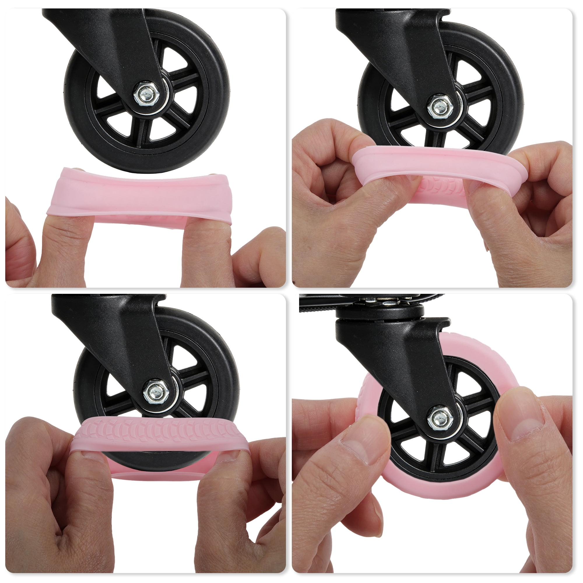 Unique Bargains Durable Convenient Luggage Wheel Covers for Travel 4Pcs Pink