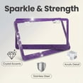 thumbnail image 3 of 1-Piece Square-Hole License Plate Frame, Sparkling Cute Rhinestones, Stainless Steel Material, Unisex, purple, 3 of 6