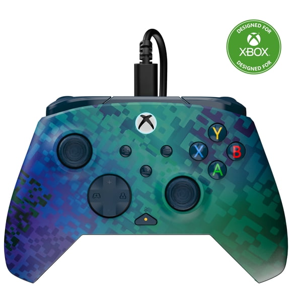 Manette de gaming filaire Turtle Beach Rematch Advanced (Glitch Green) - Sous licence pour Xbox Series X|S, Xbox One et Windows - Boutons programmables, gâchettes, commandes audio