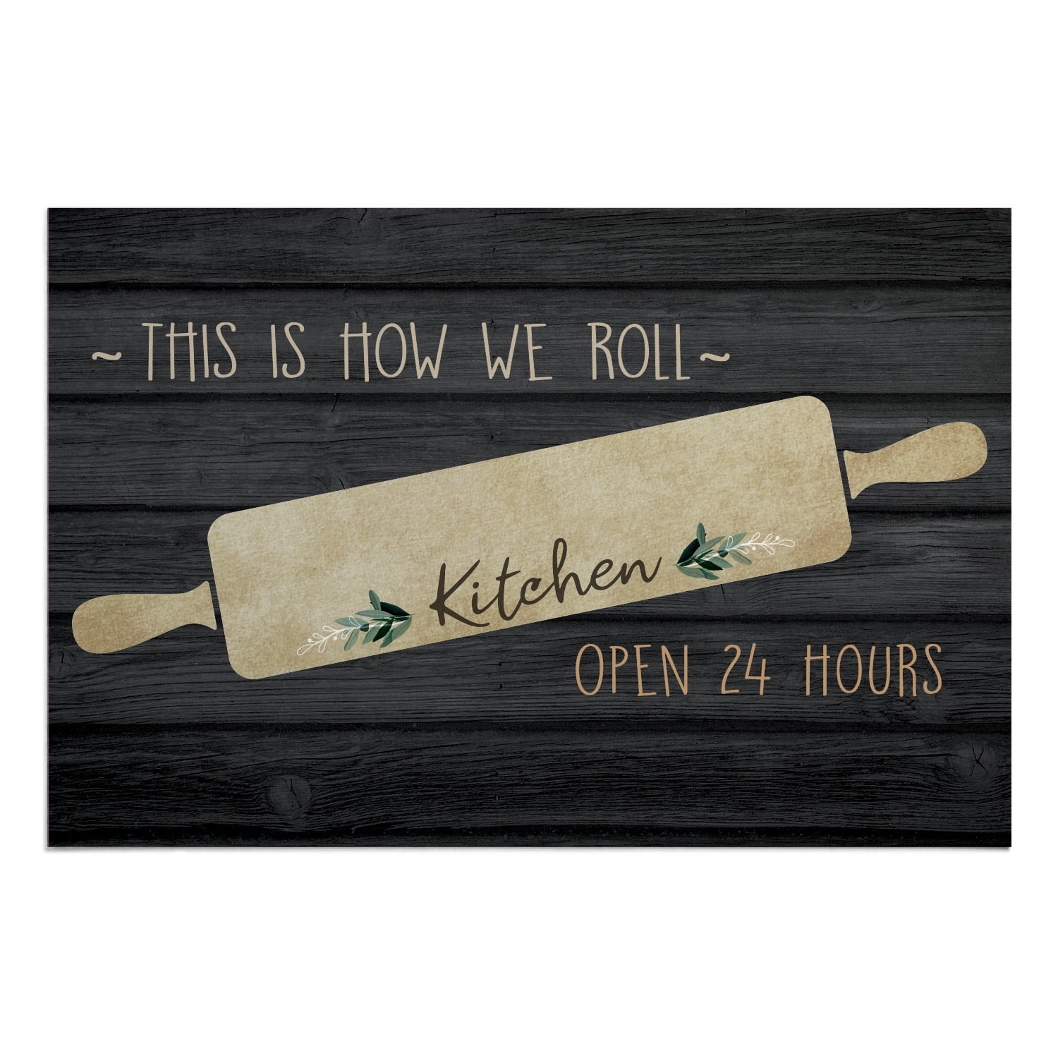 Personalized Planet 27x18 This is How We Roll Open Hours Kitchen Rolling Pin Doormat with Custom Family Name Printed on Dark Gray Rectangular 1/8” Thick Non Slip Mat for Kitchen Hallway Deck or Porch