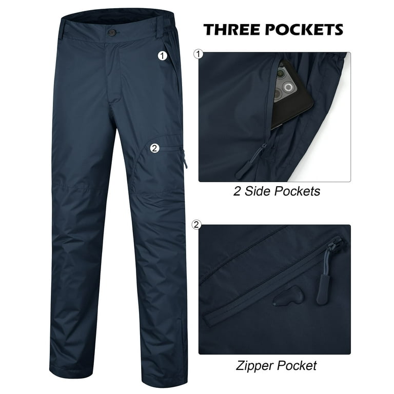 SWISSWELL Men's Rain Pants Waterproof Lightweight Breathable Rain Over  Pants Windproof Outdoor Pants for Hiking Fishing Blue XL