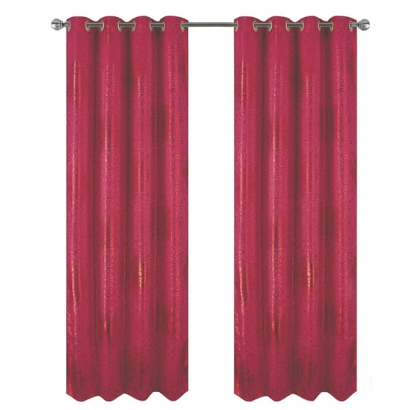 RT Designer Collection Helena Halo Foil Blackout Luxurious Decorative Grommet Curtain Panel 54" x 90" Red