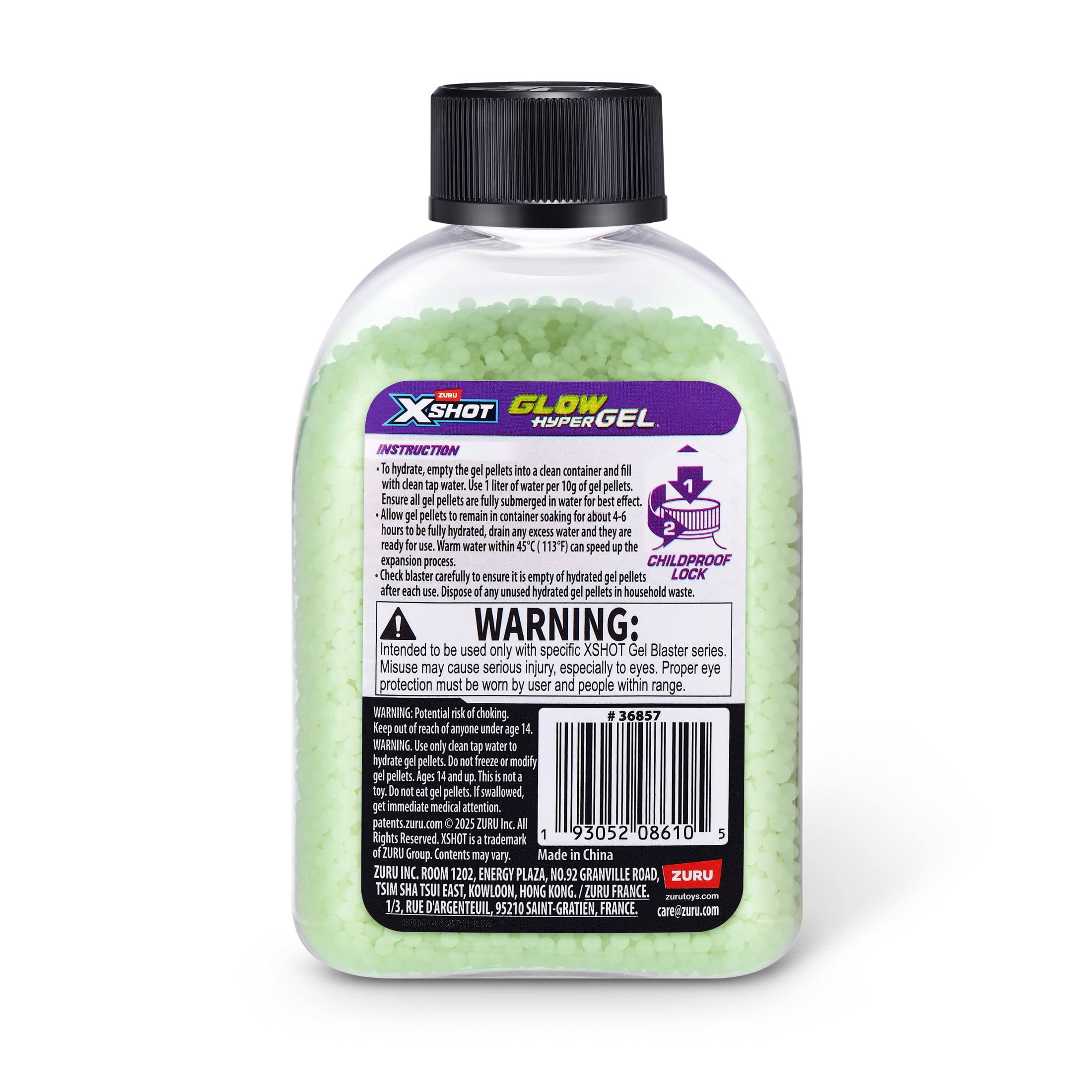 XSHOT Hyper Gel Glow In The Dark Gellet Refill Pack (15,000 gel pellets) by ZURU for Ages 14+