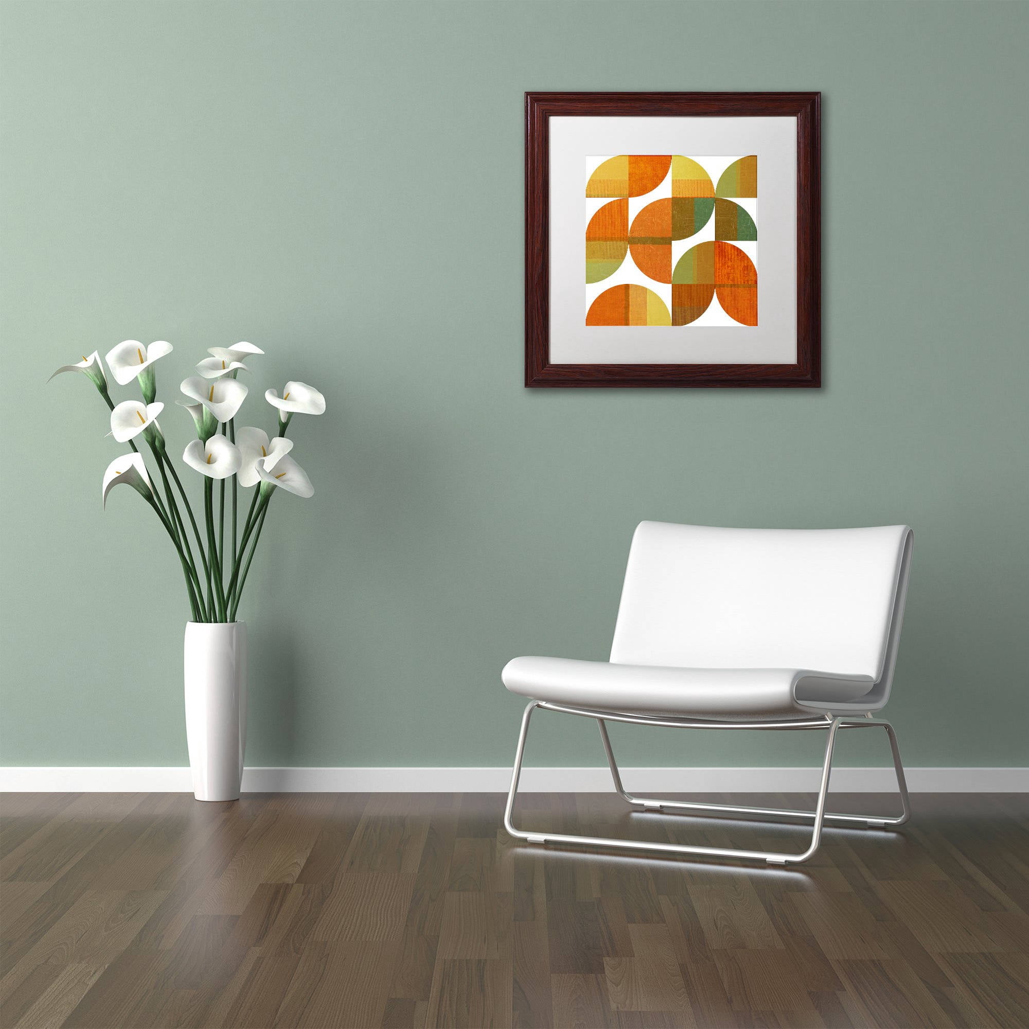 Trademark Fine Art "Four Suns Quartered 1.0" Canvas Art by Michelle Calkins, White Matte, Wood Frame