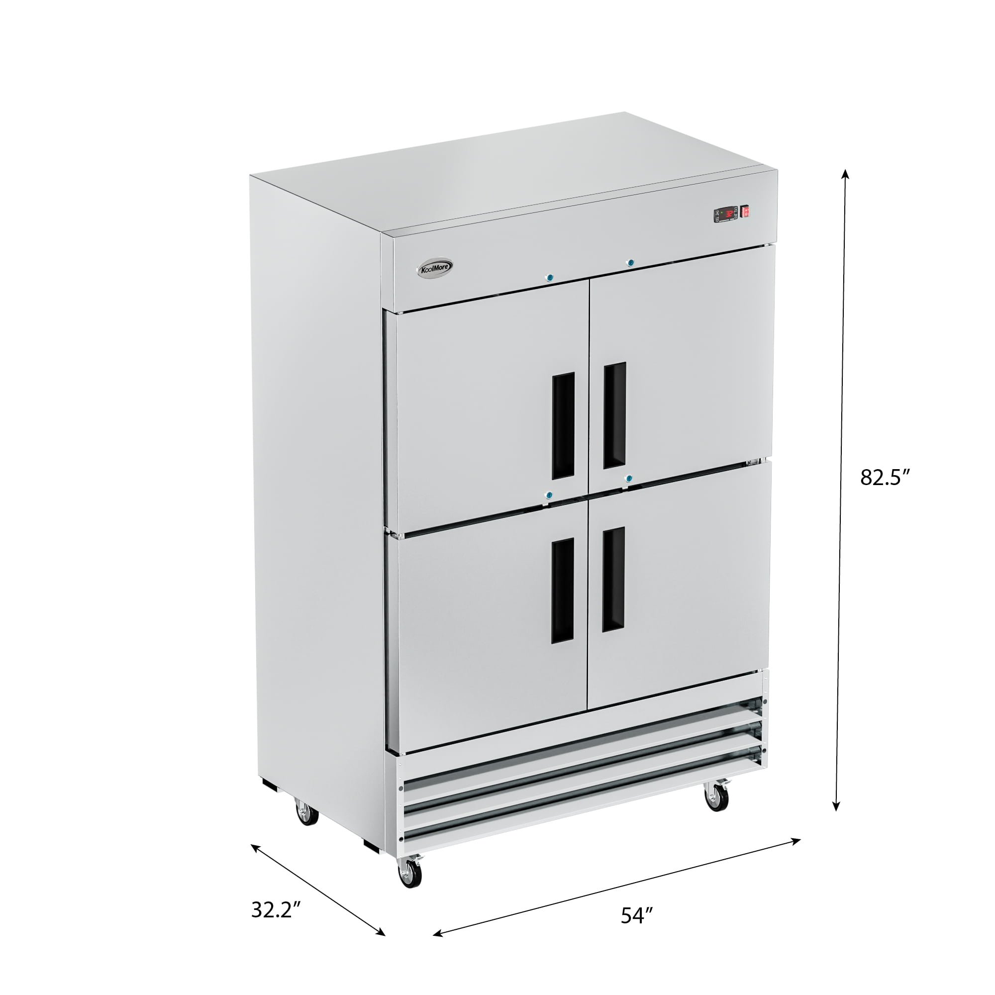 Koolmore 54" Commercial Stainless Steel Half Door Reach-In Refrigerator - Silver