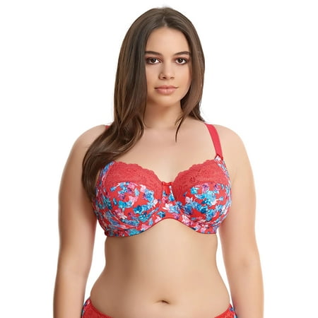 

Elomi Womens Morgan Underwire Full Cup Stretch Lace Banded Bra 46DD Fiesta