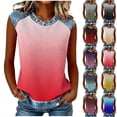 thumbnail image 1 of Sentmoon Camisole en Denim Femme Chemisiers pour Femmes Sans Manches Col Rond Patchwork Coupe Régulière avec Imprimé Extensible Hauts pour Femmes Été Stylé pour le Travail et le Bureau P-2TG, 1 of 8