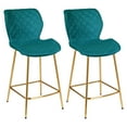 Duhome Velvet Counter Stools Set of 2 with Gold Metal Legs, Counter