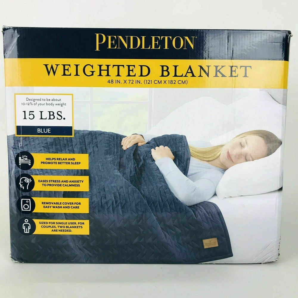 NWT Pendleton Blue 15 Lbs Weighted Blanket w Luxe Quilted Velvet Cover