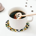 thumbnail image 5 of Lsque Cute Cow Print Sunflower C Pattern 4" Drink Coasters Set of 4, PVC Leather Absorbent Coasters, Table Coaster Set Decorative Coffee Cup Coasters Housewarming Gift -Round Shape, 5 of 6