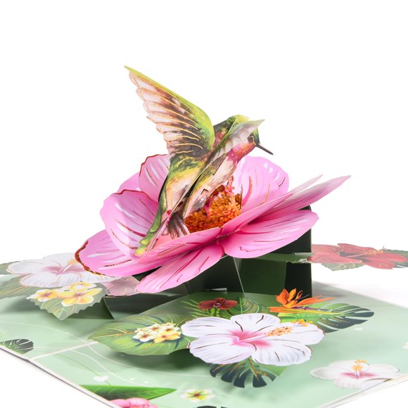 Tarjeta de felicitación FIAMR 3D con forma de colibrí desplegable con sobre