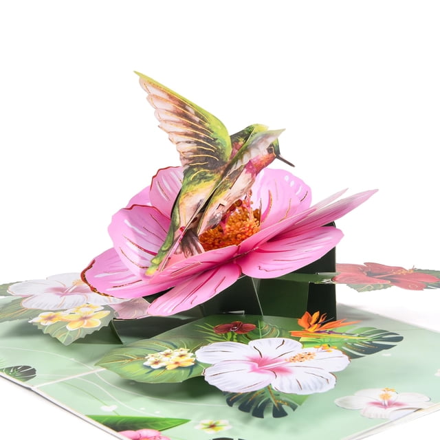 Tarjeta de felicitación FIAMR 3D con forma de colibrí desplegable con sobre