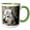 Green/White, variant on 3drose, Grey Wolf with Ears Back, 11oz Two-tone Green Mug