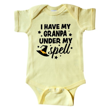 

Inktastic I Have My Granpa Under My Spell with Cute Witch Hat Gift Baby Boy or Baby Girl Bodysuit