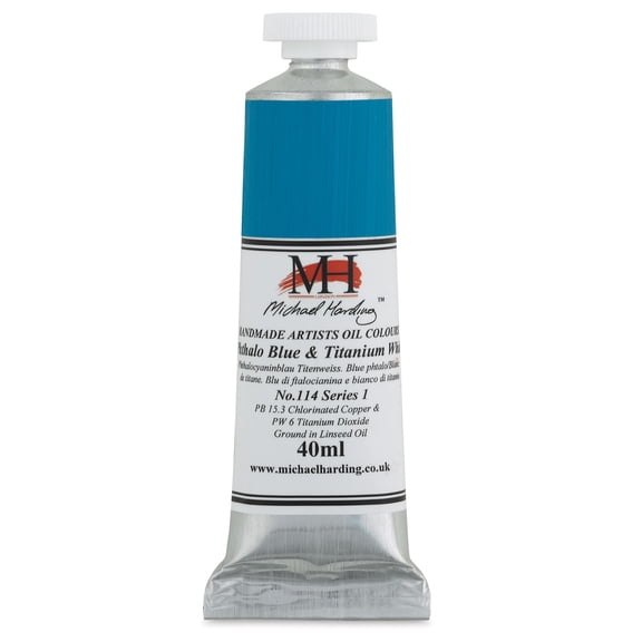 Michael Harding Artists Oil Color - Phthalo Blue and Titanium White, 40 ml tube